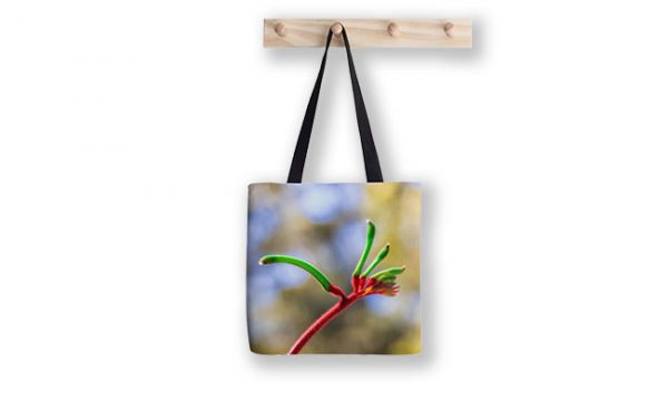Red and Green Kangaroo Paw, Kings Park Tote Bag designed by Dave Catley, Fine Art Photographer, available from our MADAboutWA Store.