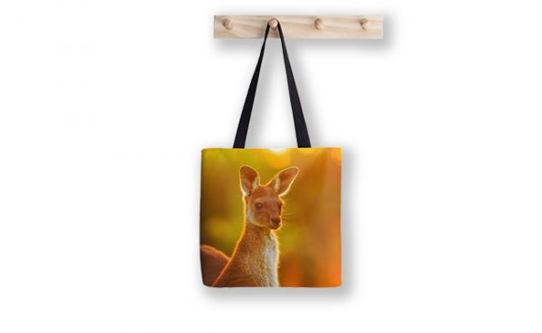 Sunset Joey, Yanchep National Park Tote Bag design by Dave Catley featuring Alert Joey in the Yanchep National Park available from our MADCAT.RedBubble.com store.