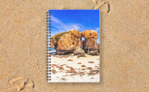 The Sentry, Two Rocks Spiral Notebook design by Dave Catley featuring Southerly Rock at Two Rocks giving the suburb its name available from our MADCAT RedBubble.com store.