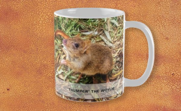 Thumper the Woylie, Native Animal Rescue Mug featuring Thumper the Woylie, Native Animal Rescue available from our MADAboutWA store.